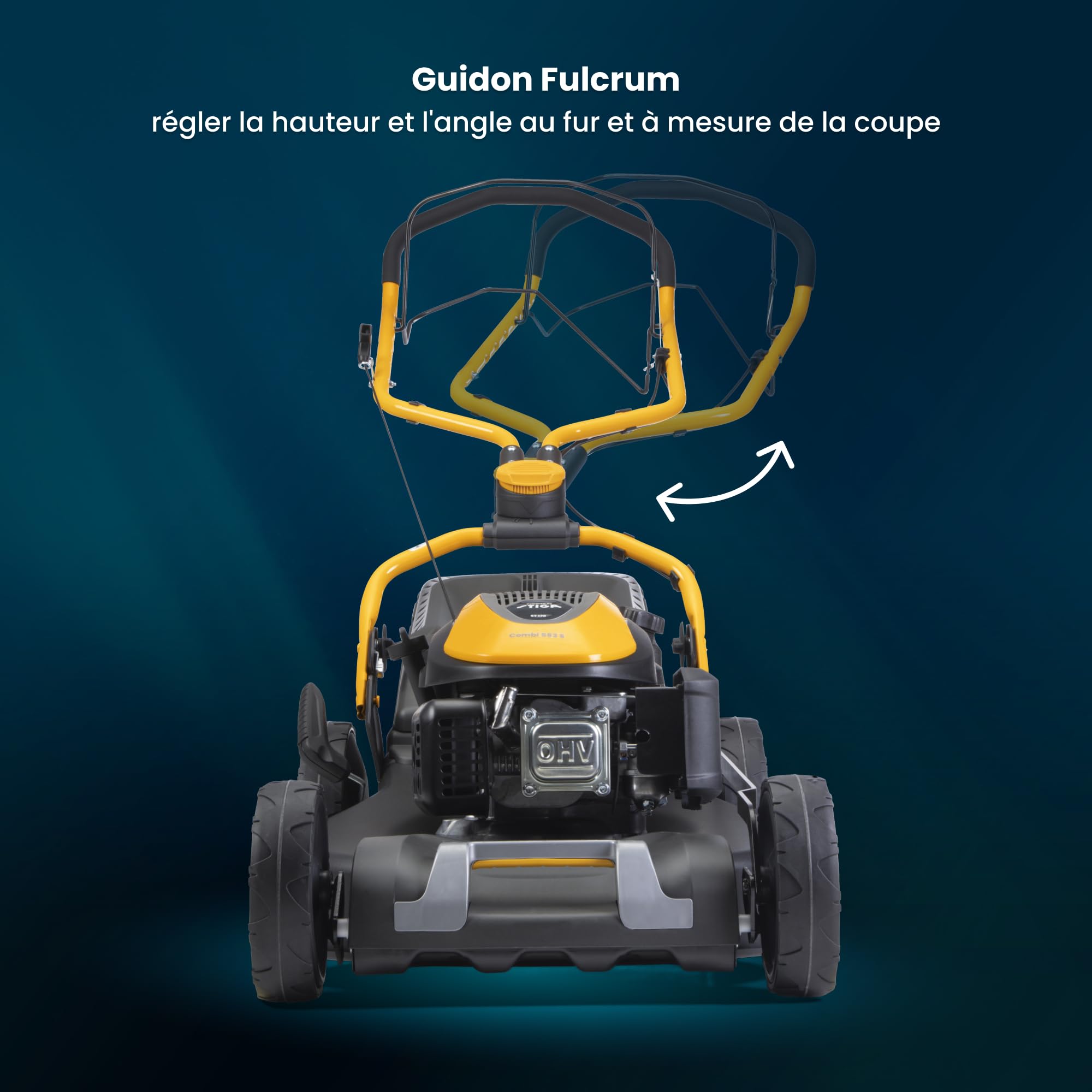 STIGA Combi 553 S Tondeuse à Gazon tractée - Moteur 166cc, Largeur de Coupe 51cm, bac de ramassage 60L, système de Coupe 3 en 1, Gris