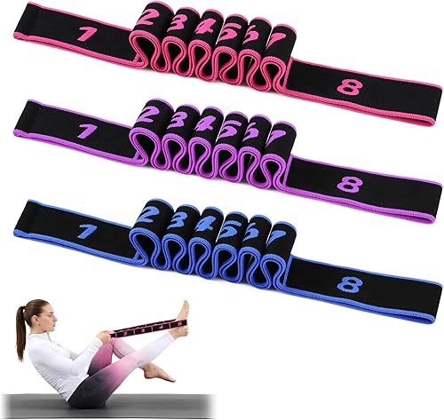3 bandas de resistencia de fitness con asas, bandas de resistencia con asas, banda de resistencia de fitness para estiramiento y yoga, ejercicio de