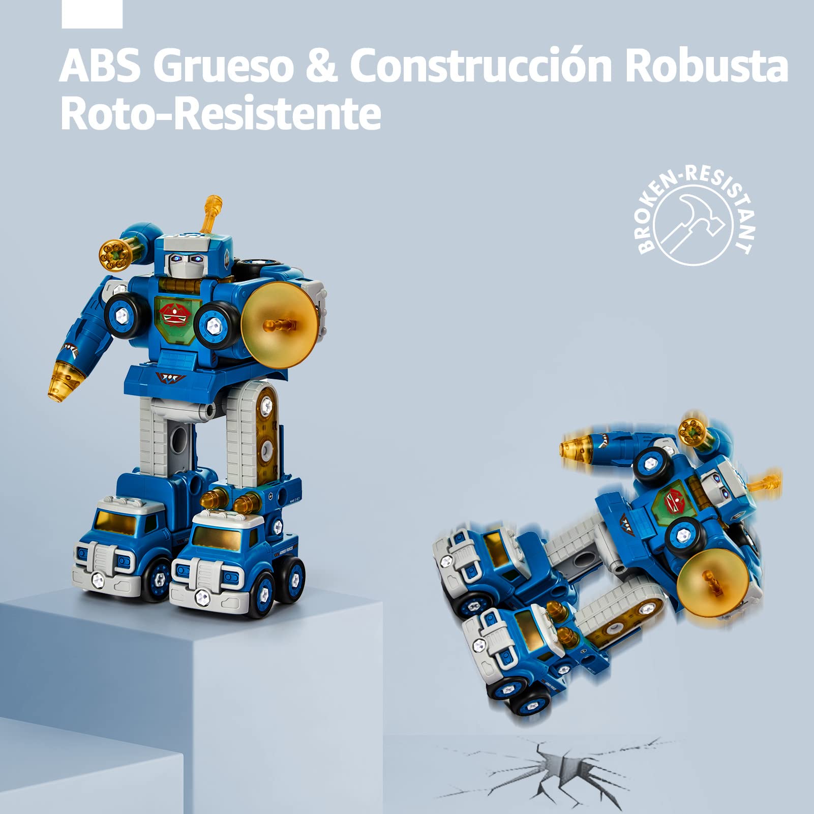 hahaland Robot Transformado Juguetes Niños 4 5 Años, 5 en 1 Coches Juguetes de Montaje Coches para Niños 4 5 6 7 8 Años Regalos Originales