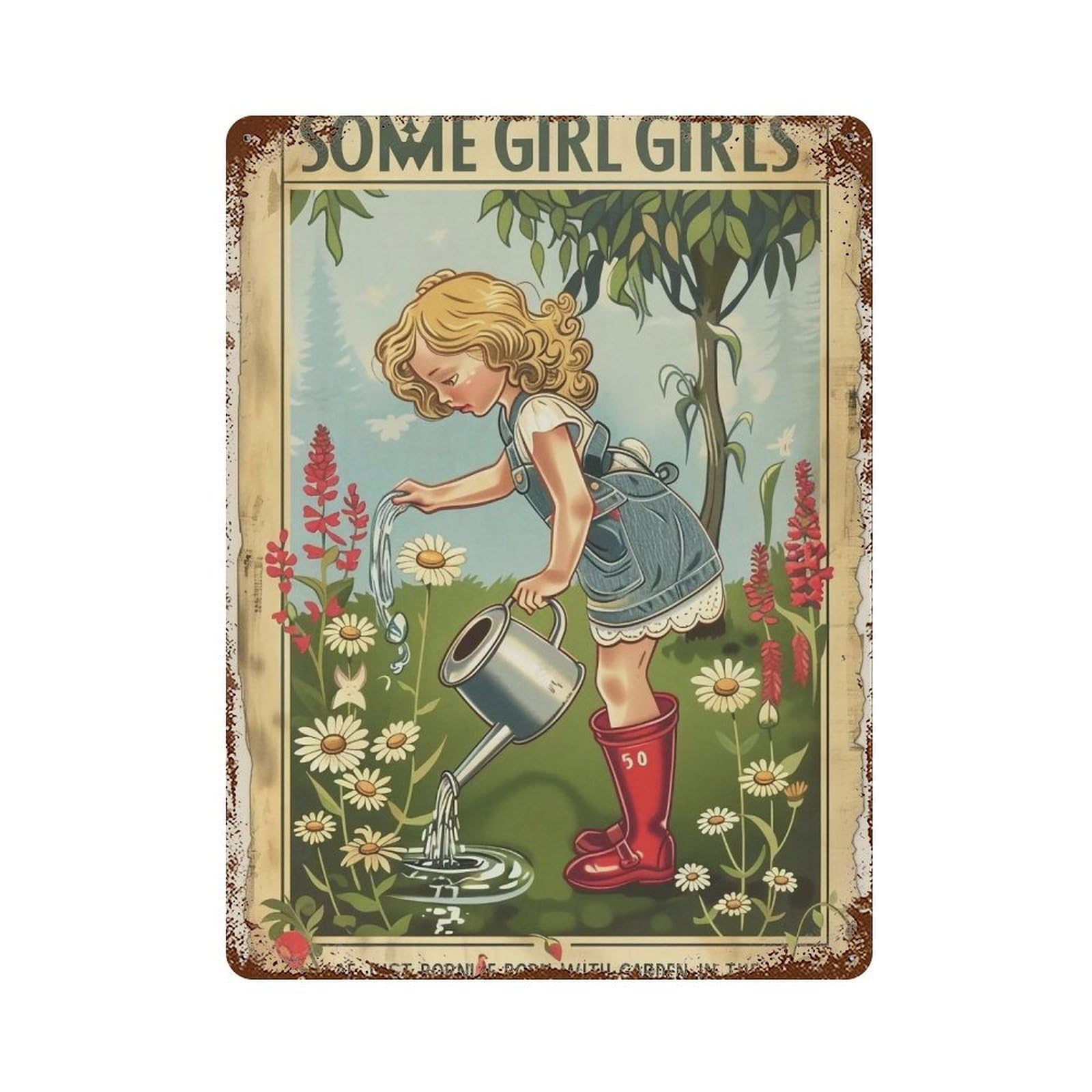 YHGERTKU Some Girls Are Born With Garden In Their Souls 01 Wall Art Retro Iron Vintage Metal Tin Sign Poster Modern Decor for Living Rooms Gift 40x30cm