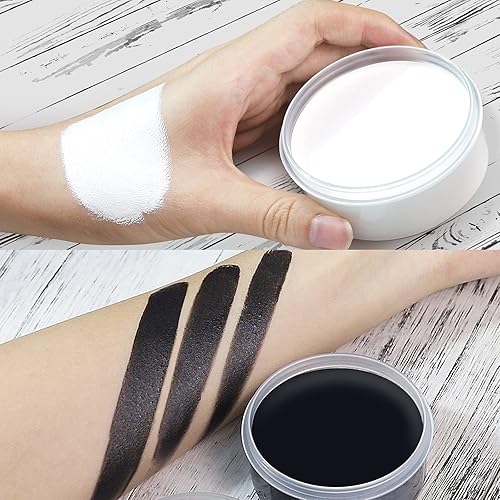 Miniatura 8 de BOBISUKA Pintura facial y corporal al óleo en blanco y negro + juego de gel de sangre falsa coagulada, kit de paleta de pintura profesional de gran