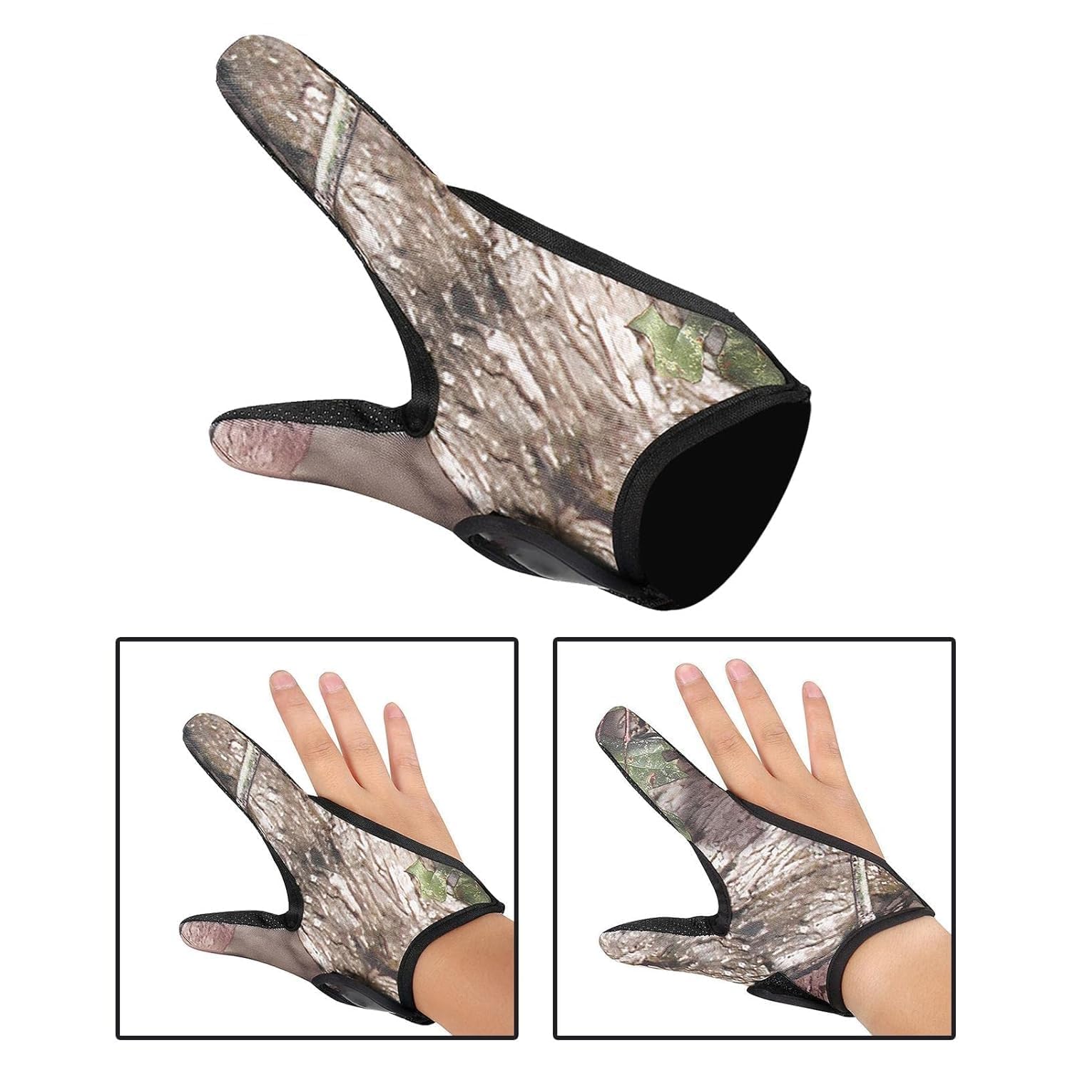 Creations Fishing Gloves Casting Two Finger Stall Elastic Waist Band Unisex Camo(Left Hand) 3