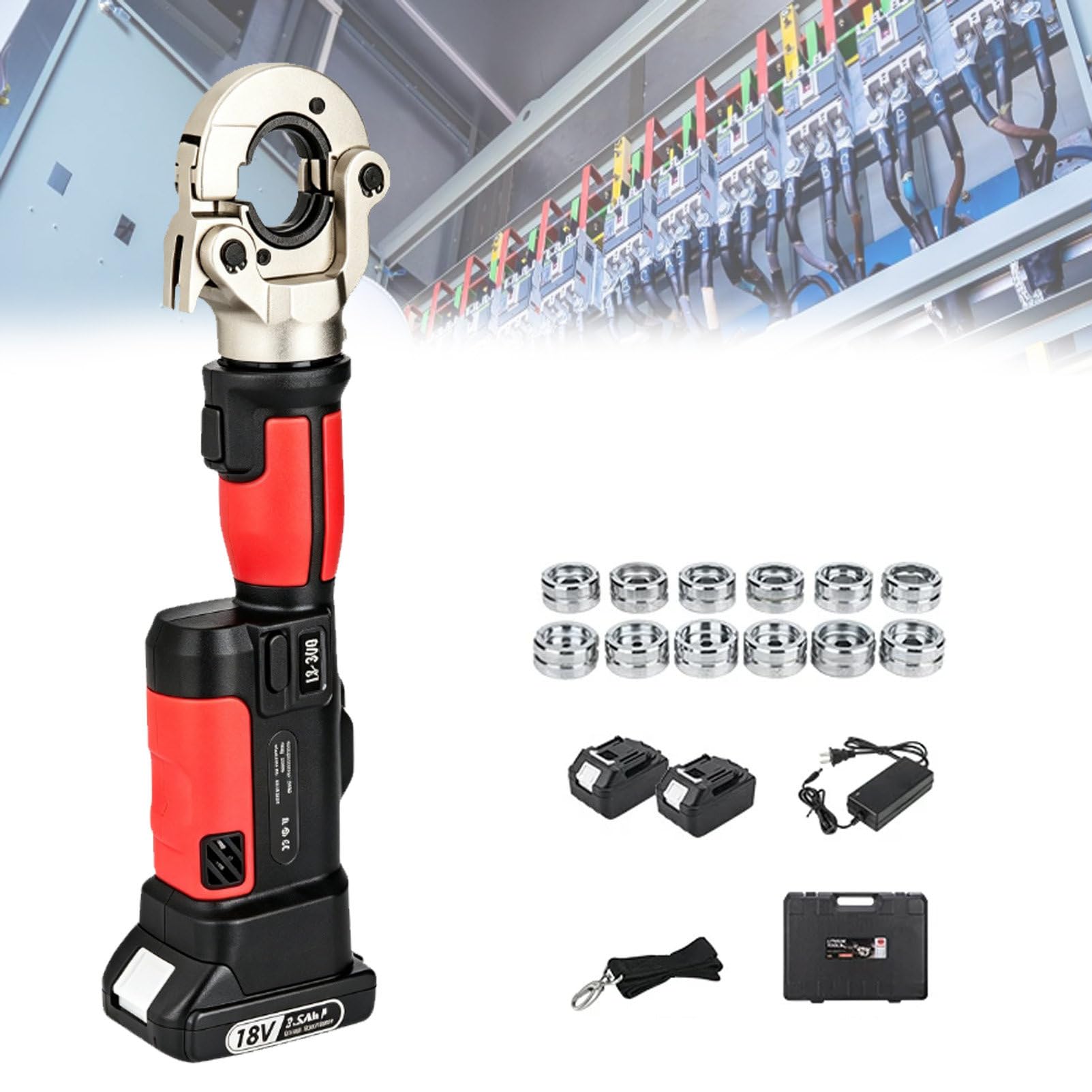 Pvxa Industrial Hydraulic Cable Lug Crimper, High Performance Cable Terminal Crimper, 360° Rotating Head, for Copper & Aluminum Terminal Crimping Red