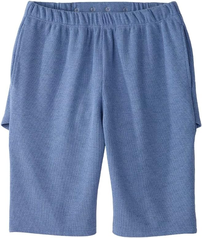 Silvert’s Women’s Open Back Adaptive Shorts, Ribbed Knit Lounge Shorts with Snap Closures, Easy Assisted Dressing