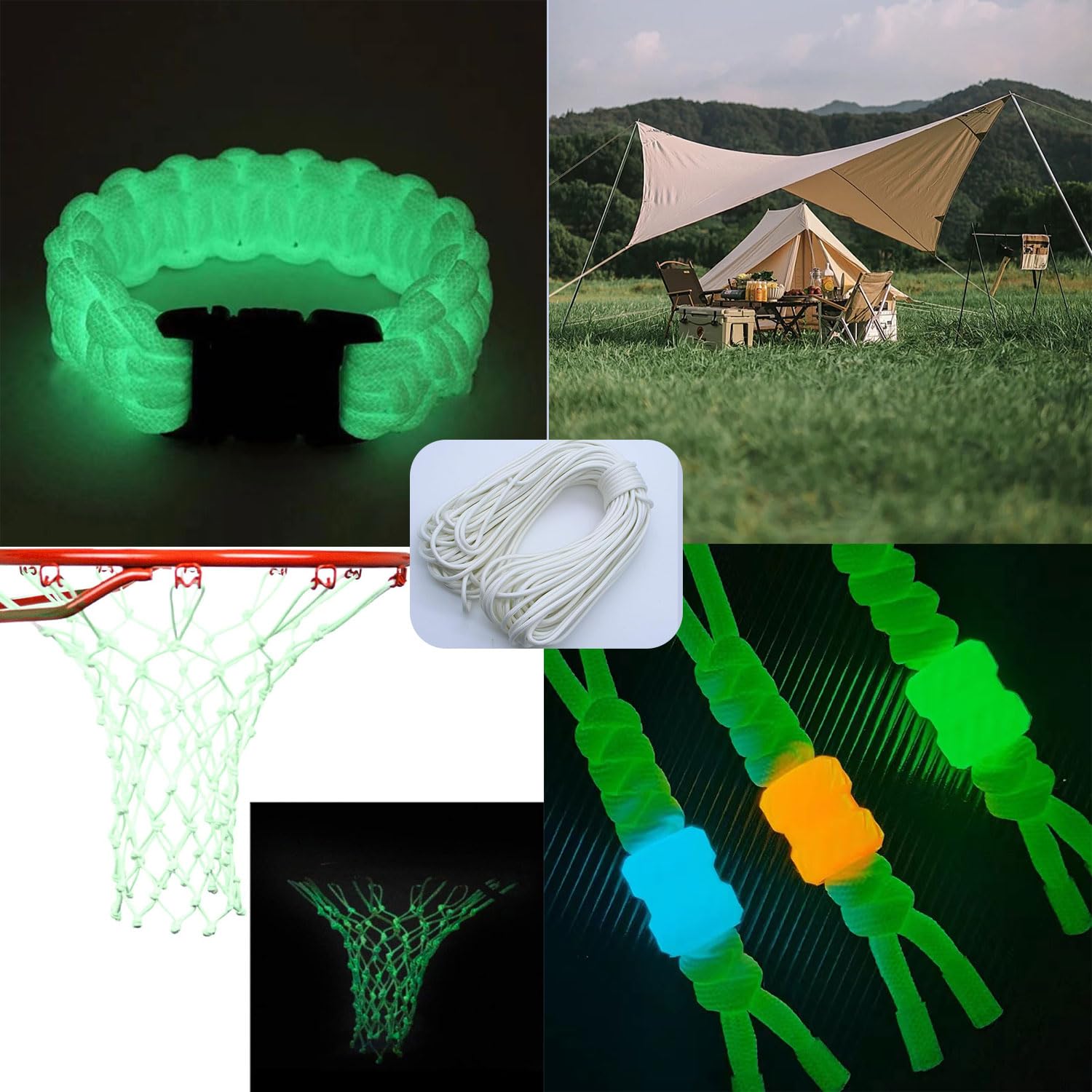 Fluorescencyjna linka paracord, świecąca nylonowa linka Paracord 4 mm z 9 rdzeniami Paracord Parachute Cord linka spadochronowa - długość całkowita 30 metrów - maks. 250 kg