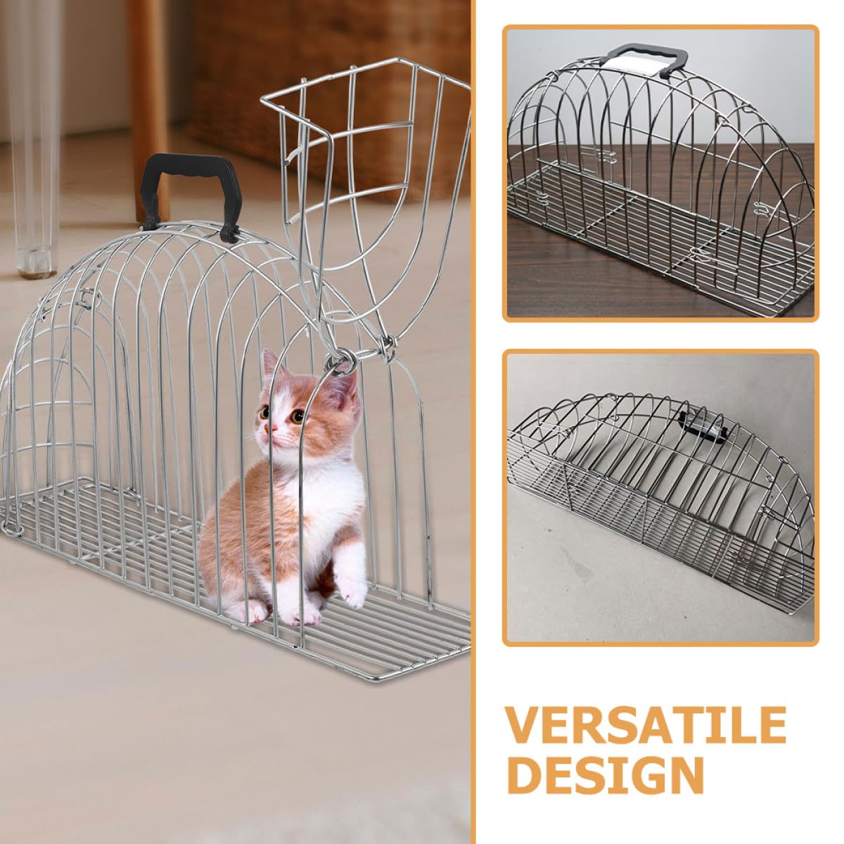 ibasenice Gabbia per Toelettatura dei Gatti in Metallo Compatta e Salva Spazio con Design Traforato per Bagno e Toelettatura degli Animali Domestici
