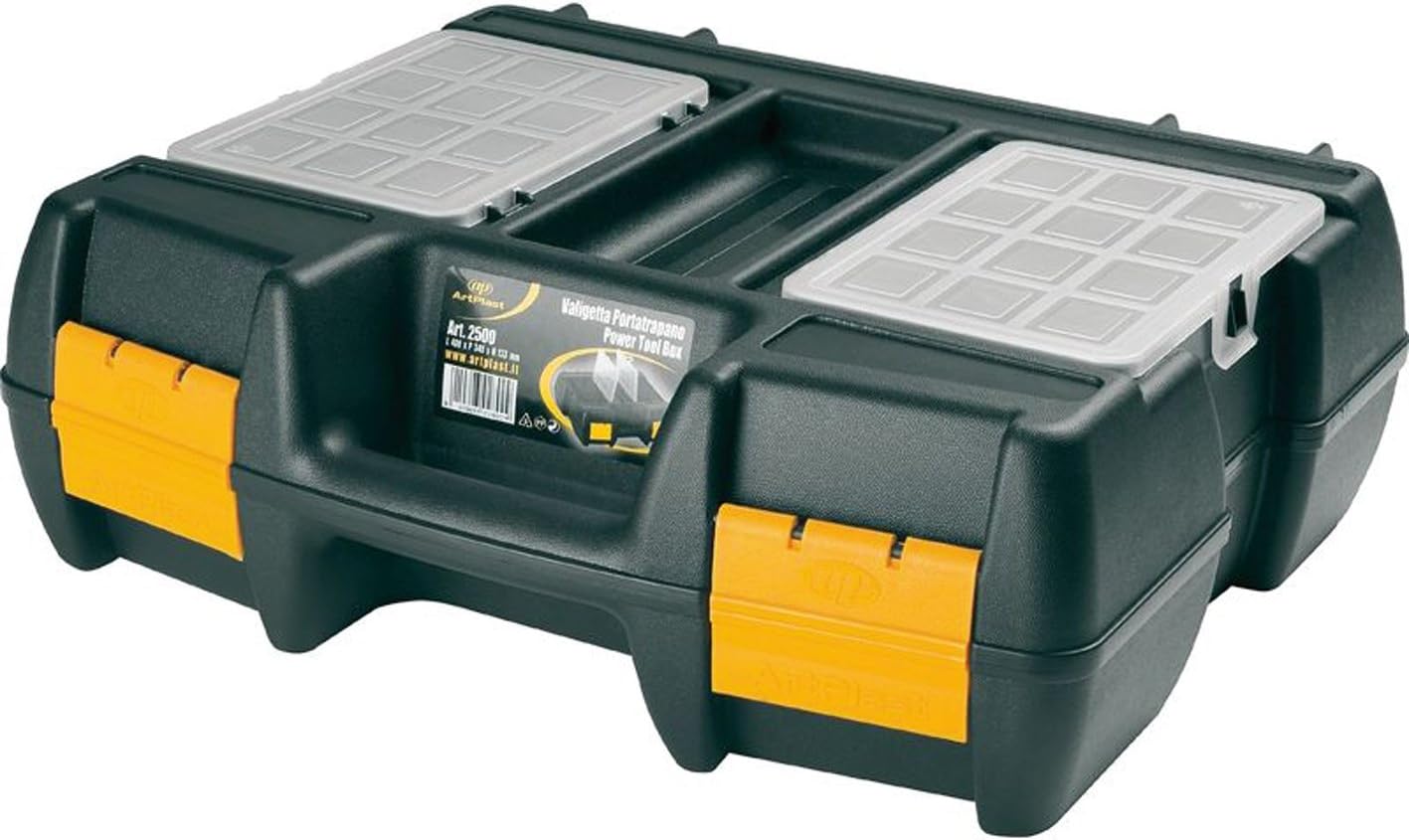 Art Plast Maletín para herramientas eléctricas en polipropileno L400xP340xH133 mm con 2 organizadores en la tapa y gomaespuma en el interior