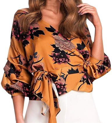 Shirt Mujer Vintage Fashion Floreadas Blusas Manga Larga V-Cuello con Lazo  con Basic Fuera del Hombro Fiesta Elegantes Primavera Otoño Camisas Camisas  Ropa: Amazon.es: Ropa