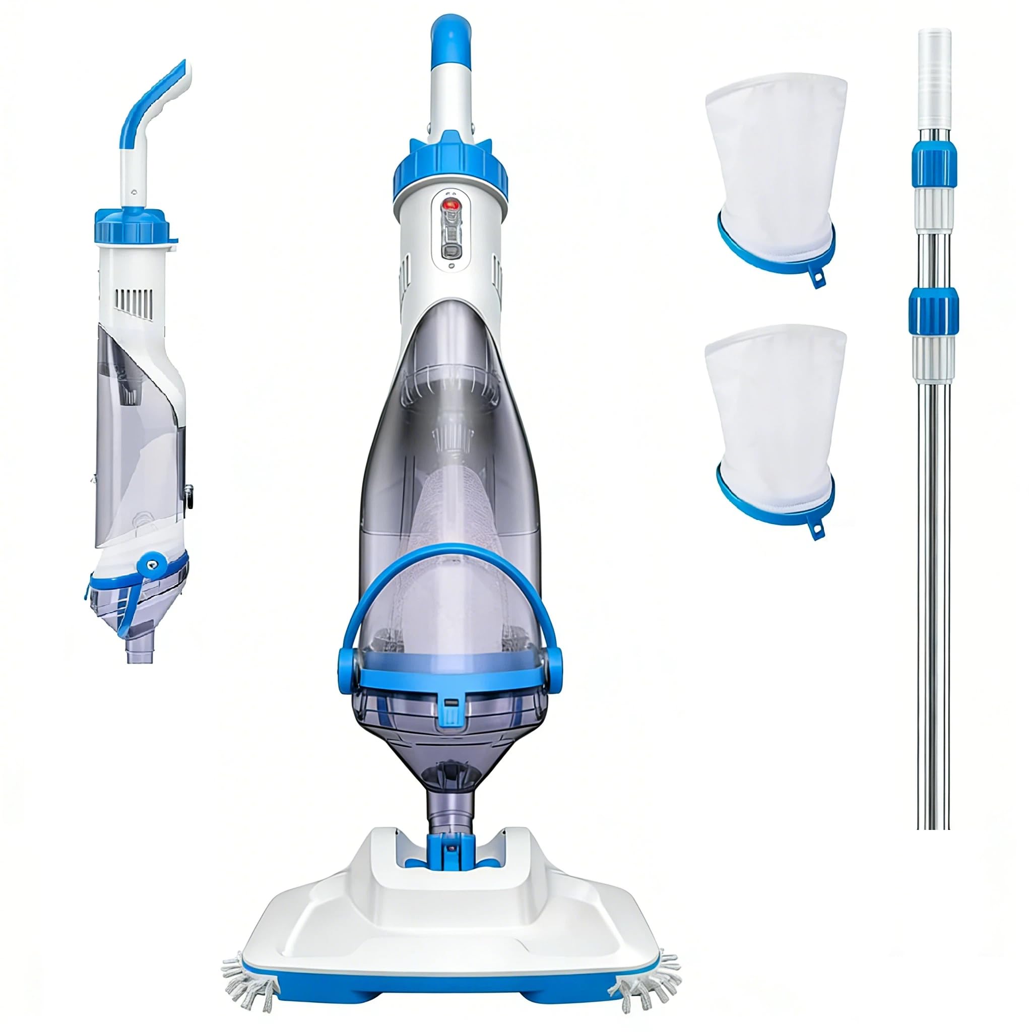Consciot L2 - Aspiratore per piscine fuori terra e interrate, ricaricabile con asta telescopica, aspirazione 18,5 GPM, testa 34 cm, autonomia 60 minuti, ideale per spa e vasca idromassaggio