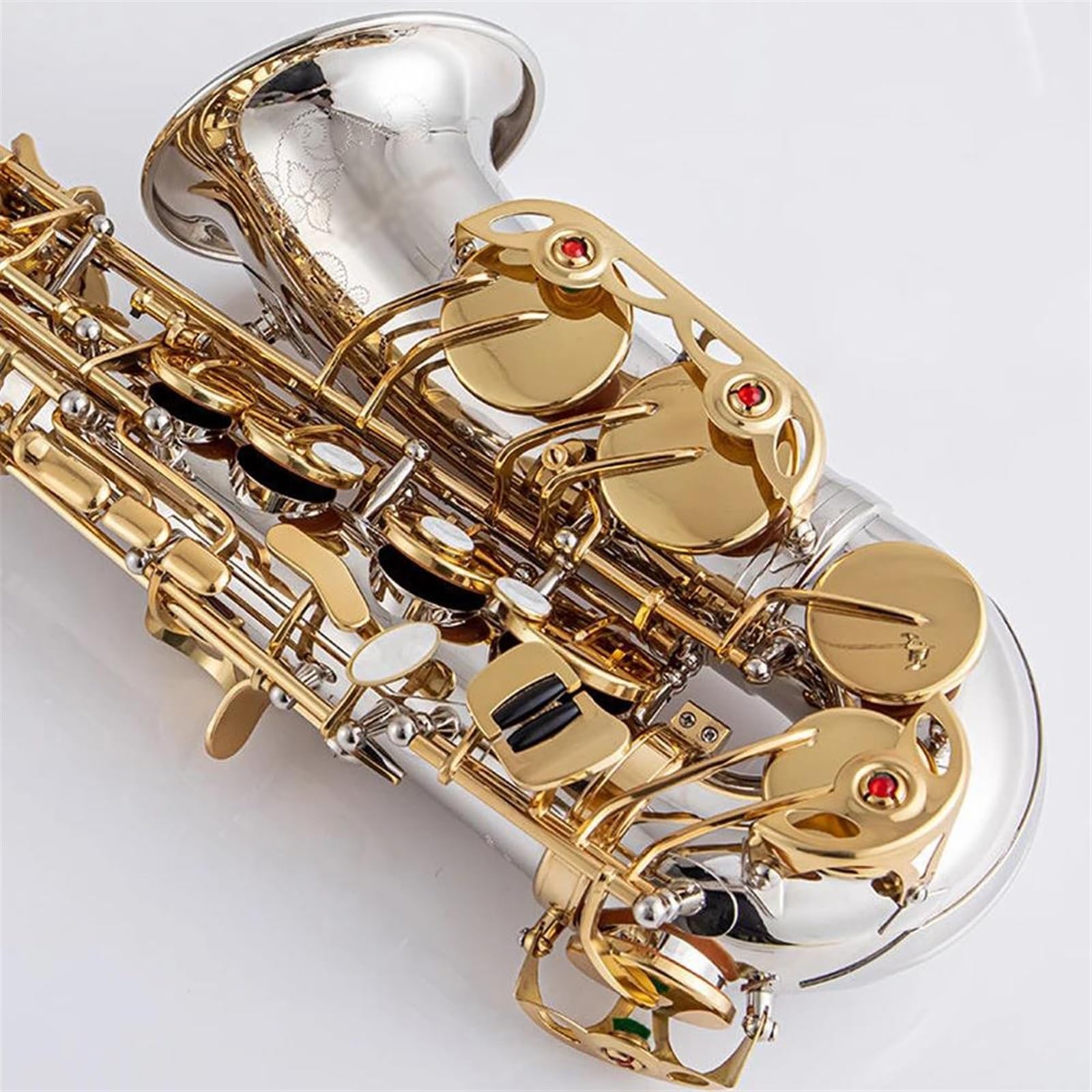 Saxofón Saxofón Alto Con Llave Plateada Y Dorada, Saxofón Alto Profesional Con Estuche Y Boquilla (Color : Cloth bag)