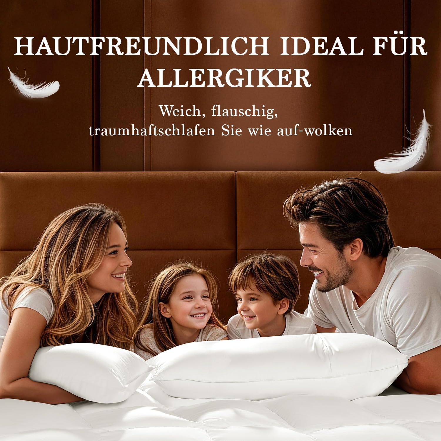 DEITAS Daunenkissen für Optimalen Nackenstütz, Luxus Federkissen mit 3 Kammer Füllung zum Schlafen, Weiche & Atmungsaktive 100% Baumwollbezug(750 g)(Weiß,40x80 cm (2 Stück))