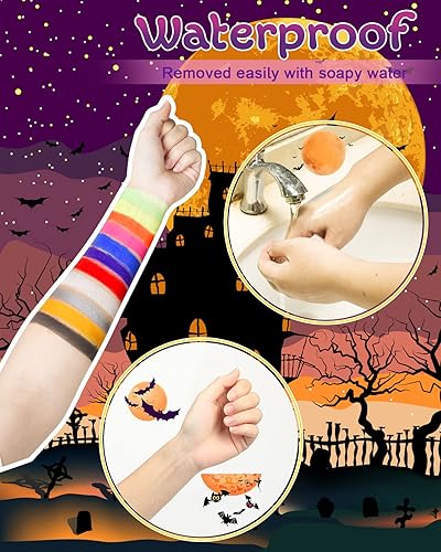Miniatura 3 de Lictin Pintura facial a base de agua, kit de pintura facial de 26 colores con plantillas y pinceles, kit de maquillaje de Halloween para adultos y