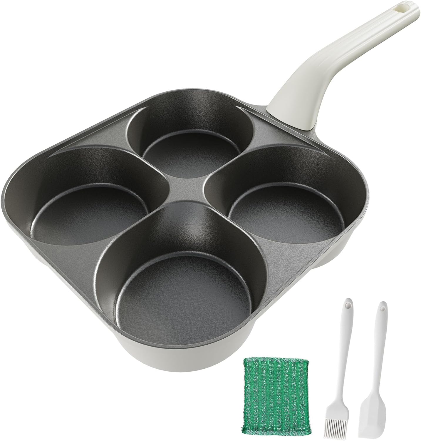 Egg Frying Pan 3-In-1 Pancake Omelette Pan Titanium Nonstick Grill Pan Breakfast Skillet with Ergonomic Handle Suitable for Gas Stove & Induction Cookware 3-Cup