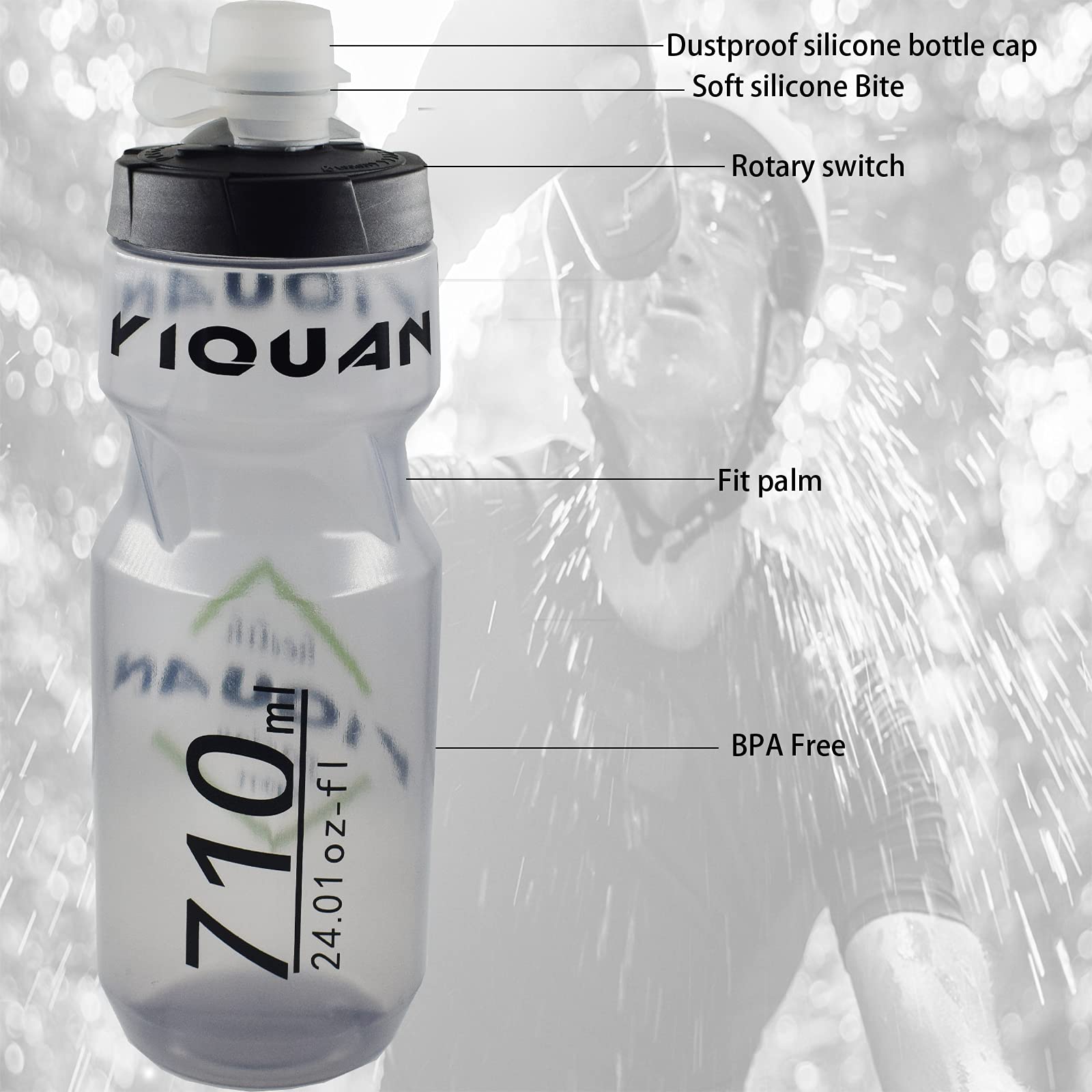 Rowerowy koszyk na bidon z 200 ml, premium bez BPA, lekki uchwyt ze śrubami, do rowerów szosowych, górskich i dziecięcych (szary)