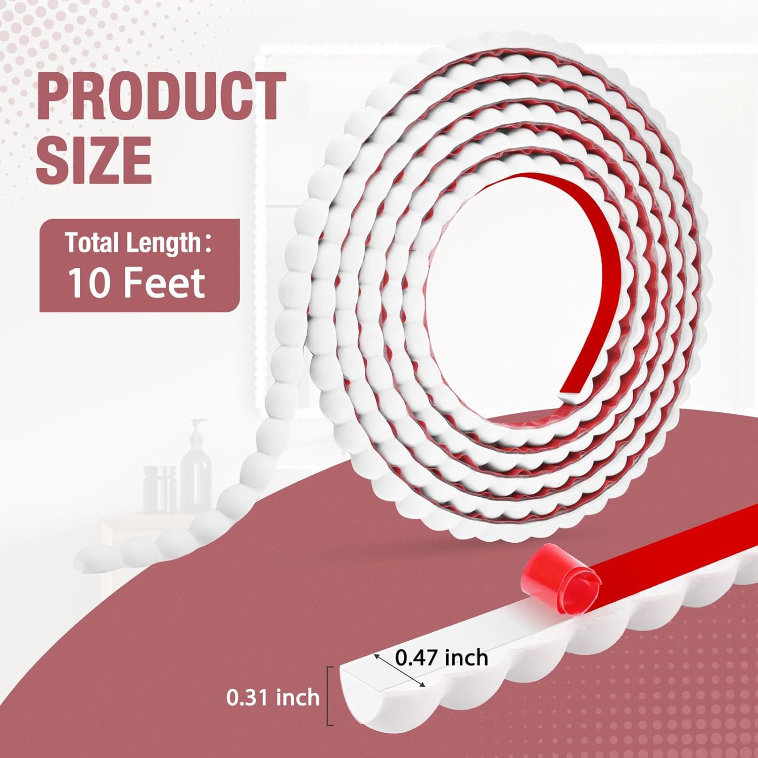 Flexible Molding Trim Self Adhesive Decorative Trim Molding Peel and Stick Border for Mirror Frame Backsplash Tile Cabinet Ceiling Furniture Wall Edge Home DIY Decoration (White, 12mm/10ft) - Image 2