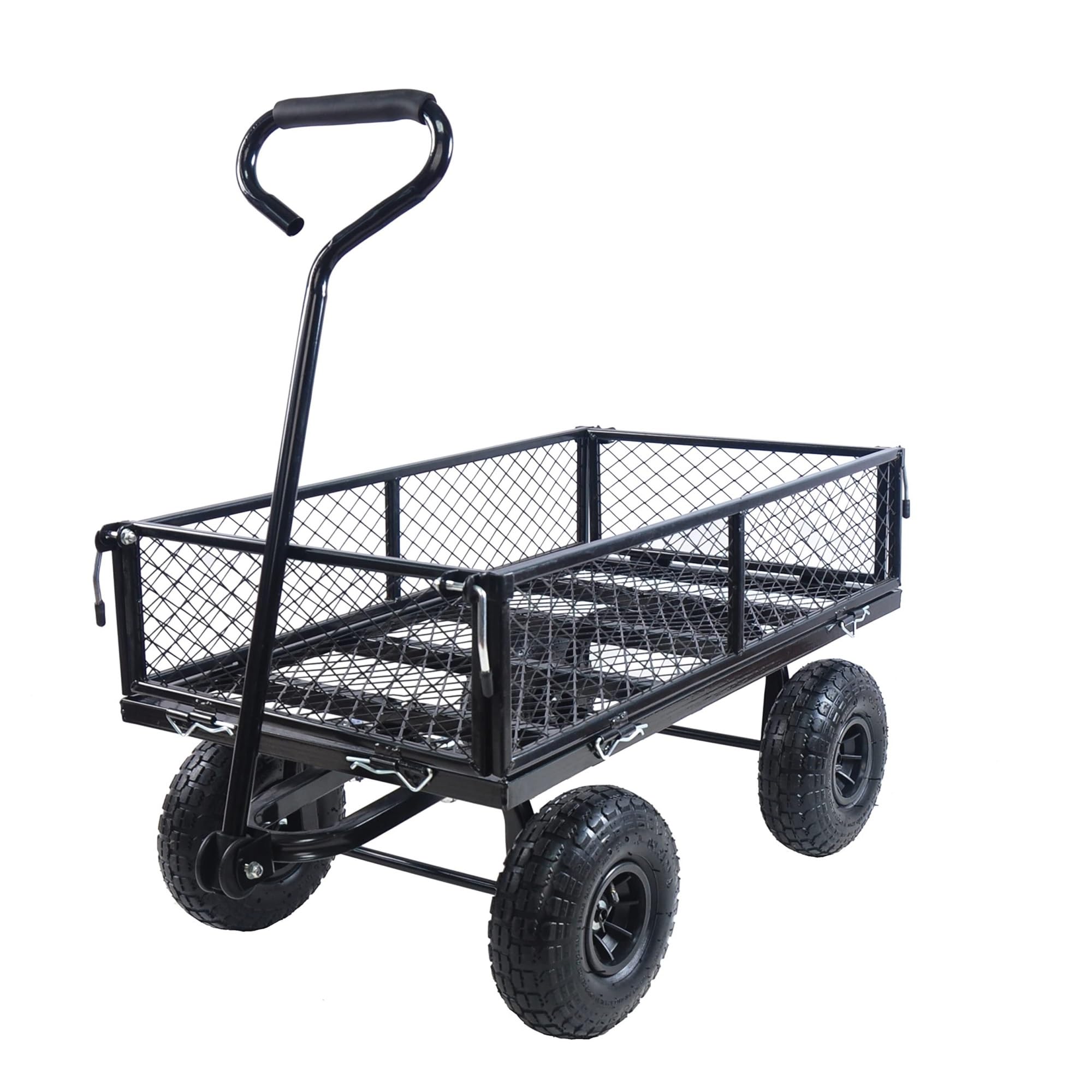 Mesh Garden Dump Cart Heavy Duty Garden Wagon Cart with Removable Sides Wagons Carts, for Outdoor Yard Lawn