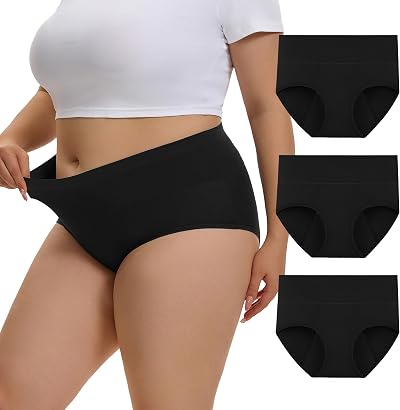 INNERSY Women's Plus Size Bamboo Period Underwear 50ml 3-Pack