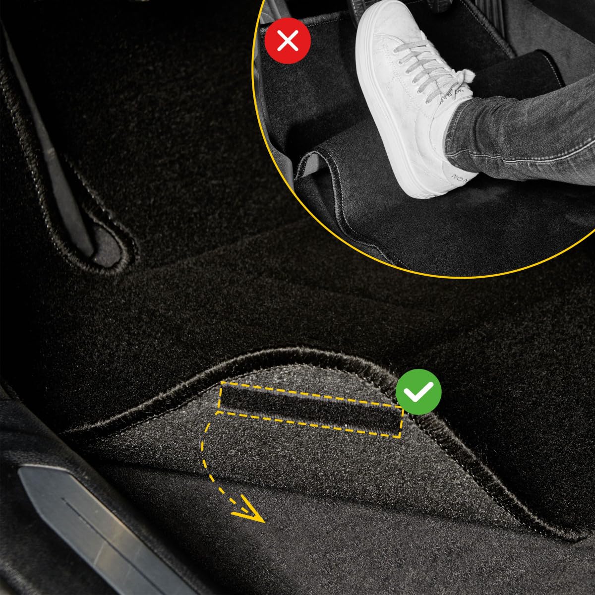 DBS - Tapis de Voiture sur Mesure - Adapté à Votre Renault Clio 3 (09/2005-08/2012) - Antidérapant : Clips de Fixations et Scratch - Tapis de Sol conducteur - Moquette - Noir