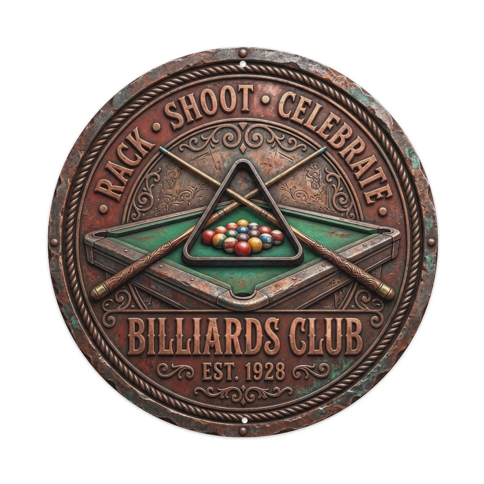 Cwbufd Vintage Style Rack Shoot Celebrate Billiards Club Vintage Metal Tin Sign Plaque Wall Decor For Cafe, Club Bar, Office, Garden Metal Poster 8X8inch