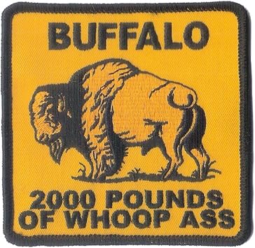 Buffalo Whoop Ass Embroidered Patch with Wax Backing 3" X 3" - 17th Infantry Regiment - American Buffalo - American Bison - Buffalo - Tatunka - Thundering Herd