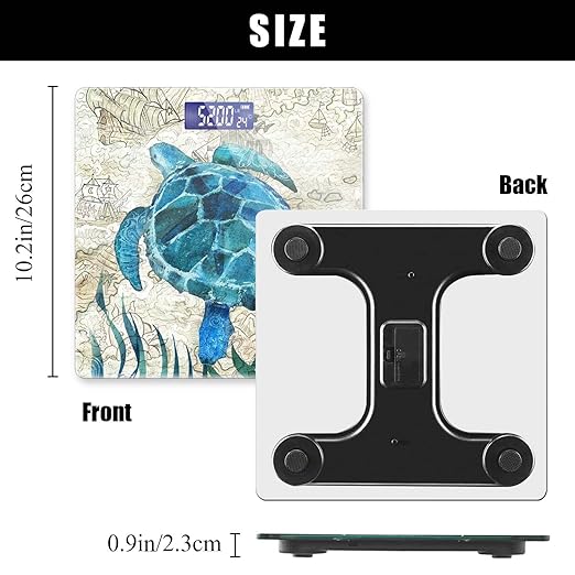 Báscula de Baño Digital de 400 Libras con Pantalla Retroiluminada Retro Turtle miniatura 3