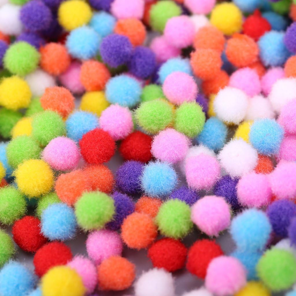 1000Pcs Soft Round Craft Pompoms Mixed Color Pom Poms 10mm Craft