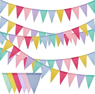 5 Stück 20 m Leinenimitat Wimpelgirlande Bunte