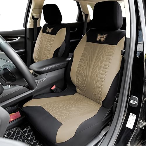 Miniatura 5 de BESULEN Fundas de asiento delantero de automóvil, paquete de 2 protectores de asiento automotriz de mariposa, accesorios para el interior del