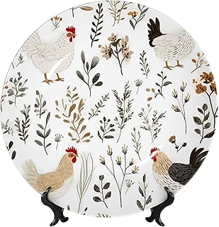 Wild Farm Chickens Bone China Decorative Plate –ceramic Art Plate With Display Stand For Home, Kitchen, Wall Or Table Decor