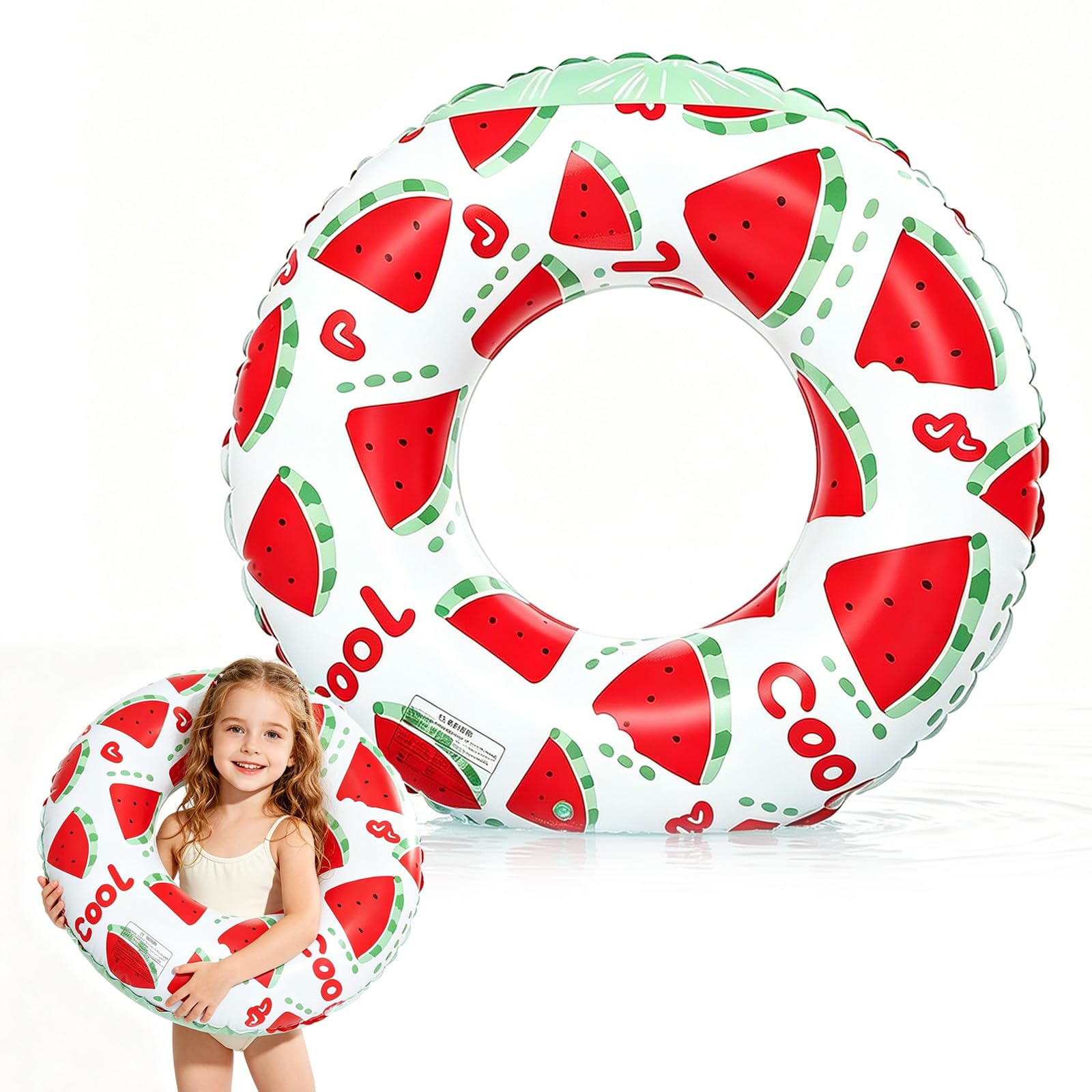 Swimming Ring Inflatable Rubber Rings for Kids Adults, 70/90cm Fruit Inflatable Pool Ring Floaties Swim Rings Water Float (Watermelon-1, 70CM)