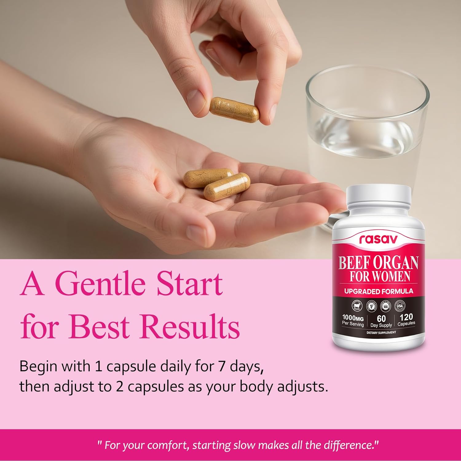 Beef Organ Supplement for Women - Ferritin Supplement for Women, Grass Fed Liver, Uterus, Ovary & Bone Marrow - Natural Anemia Support, Energy & Hormone Balance - Pasture Raised- 360 Count