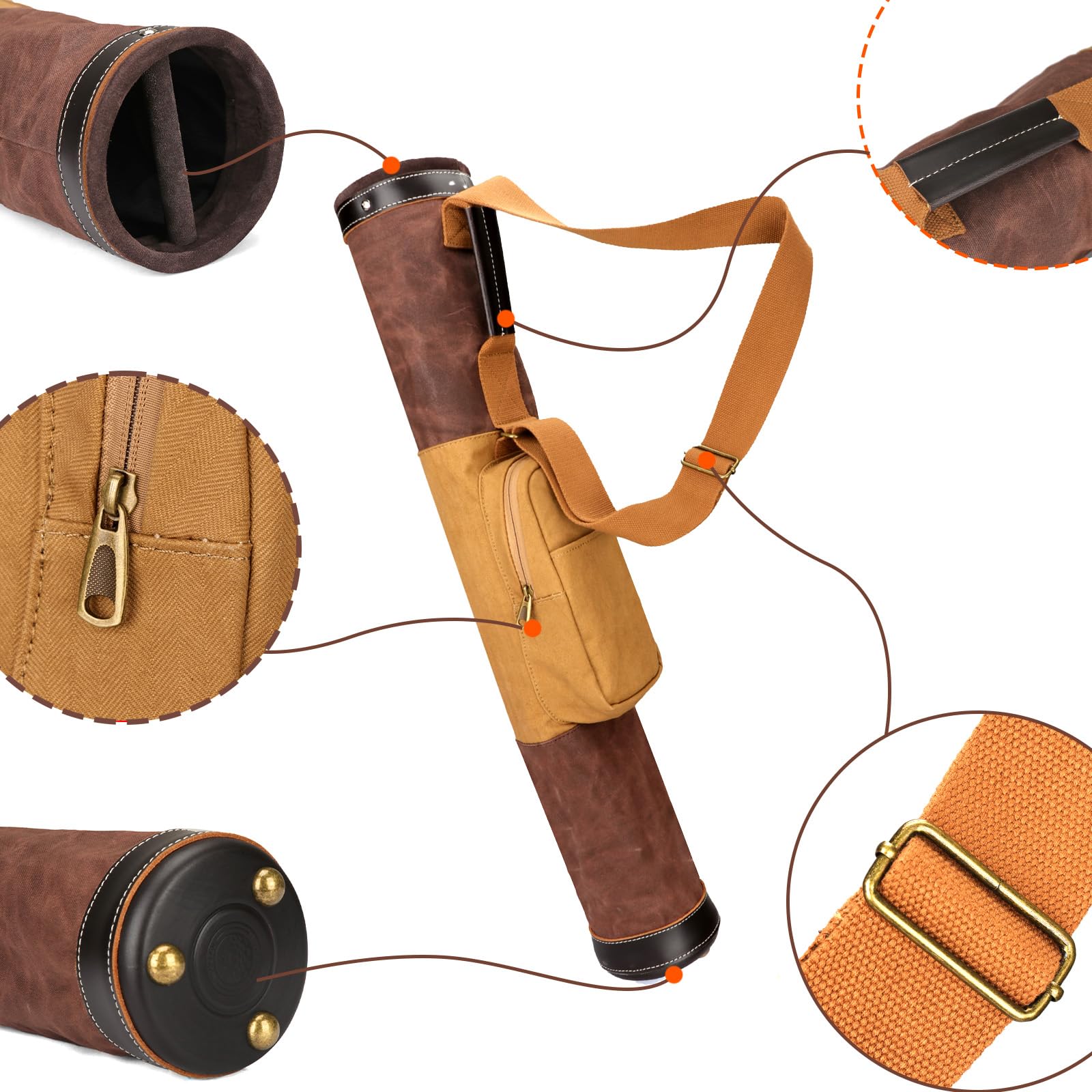 Tourbon - Borsa da golf vintage, in tela e pelle, con tracolla, per uomo e donna