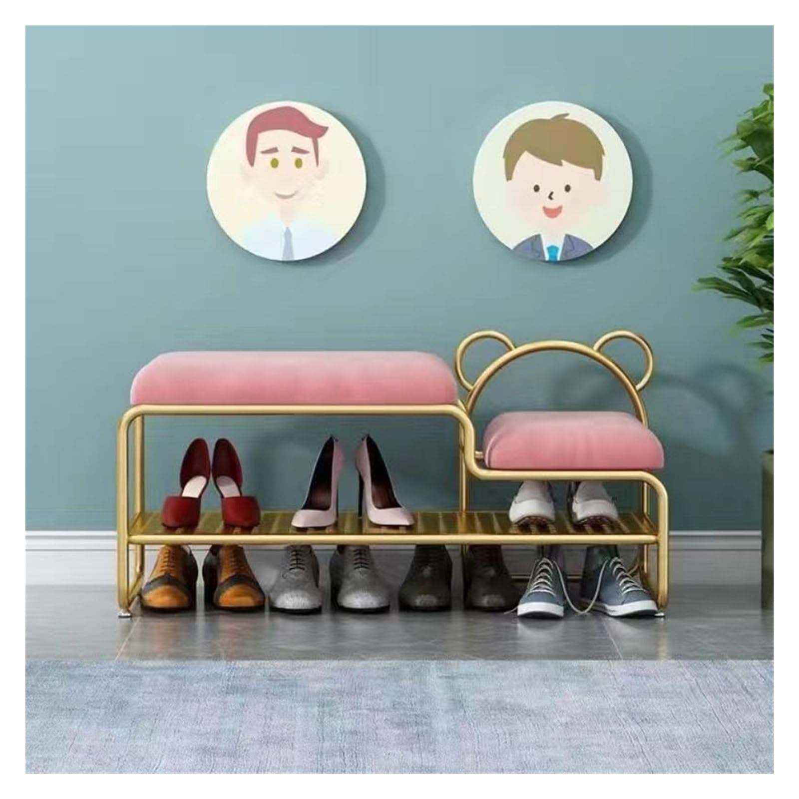 Banc porte-chaussures haut de gamme rembourré pour placard et entrée