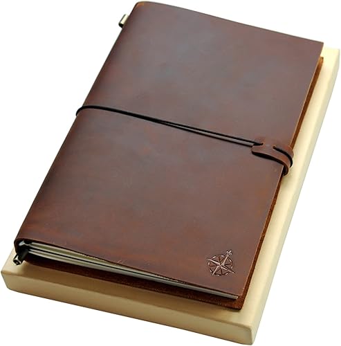 The Wanderings - Cuaderno grande de viaje recargable para escribir, bocetos, álbumes de recortes, viajeros, extra grande, insertos en blanco de 11 x