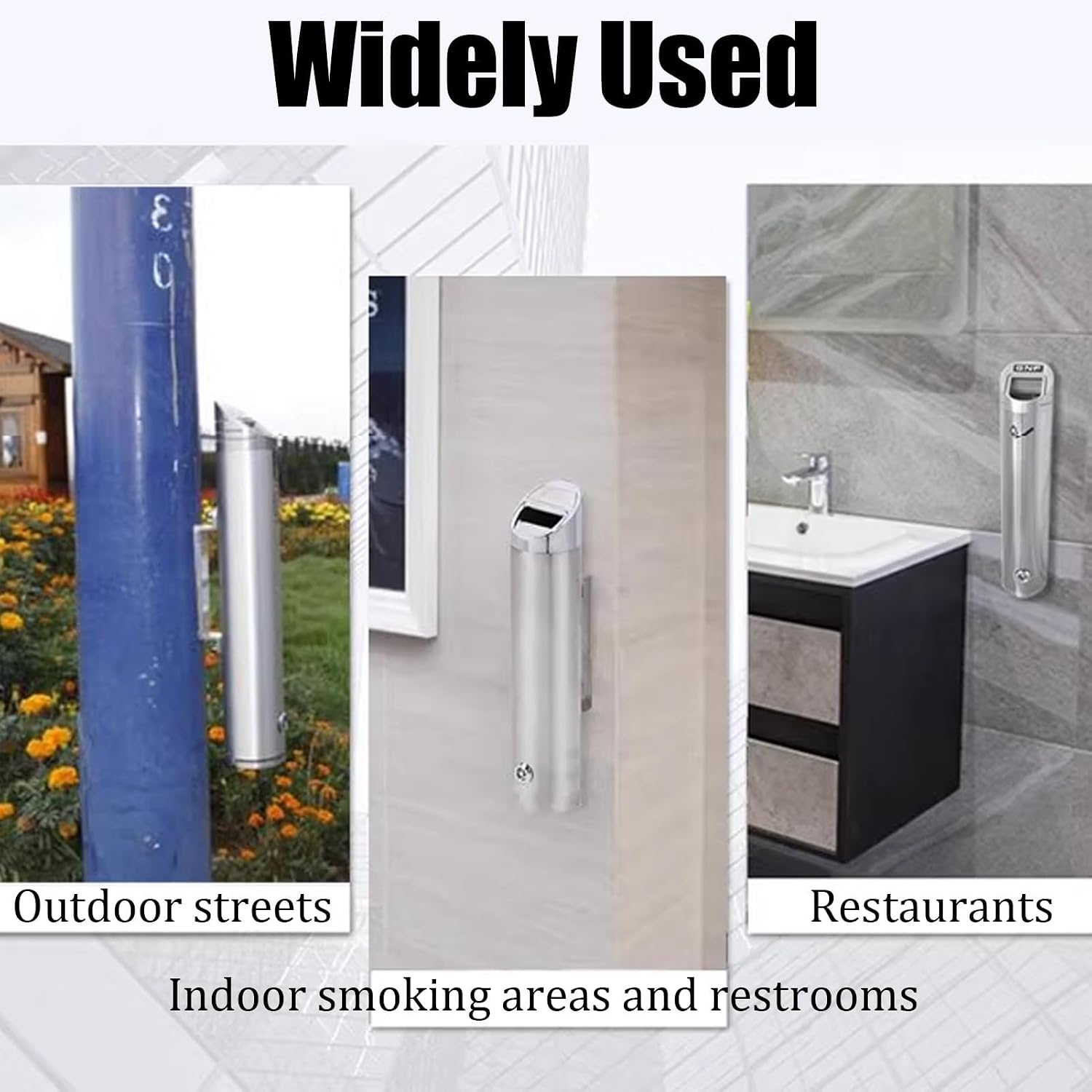 Cigarette Disposal Outdoor, Cigarette Disposal Outdoor Wall Mount, Stainless Steel Wall Ashtray With Lock, Easy To Clean And Empty, For Patio, Restaurant, Hotel And Office