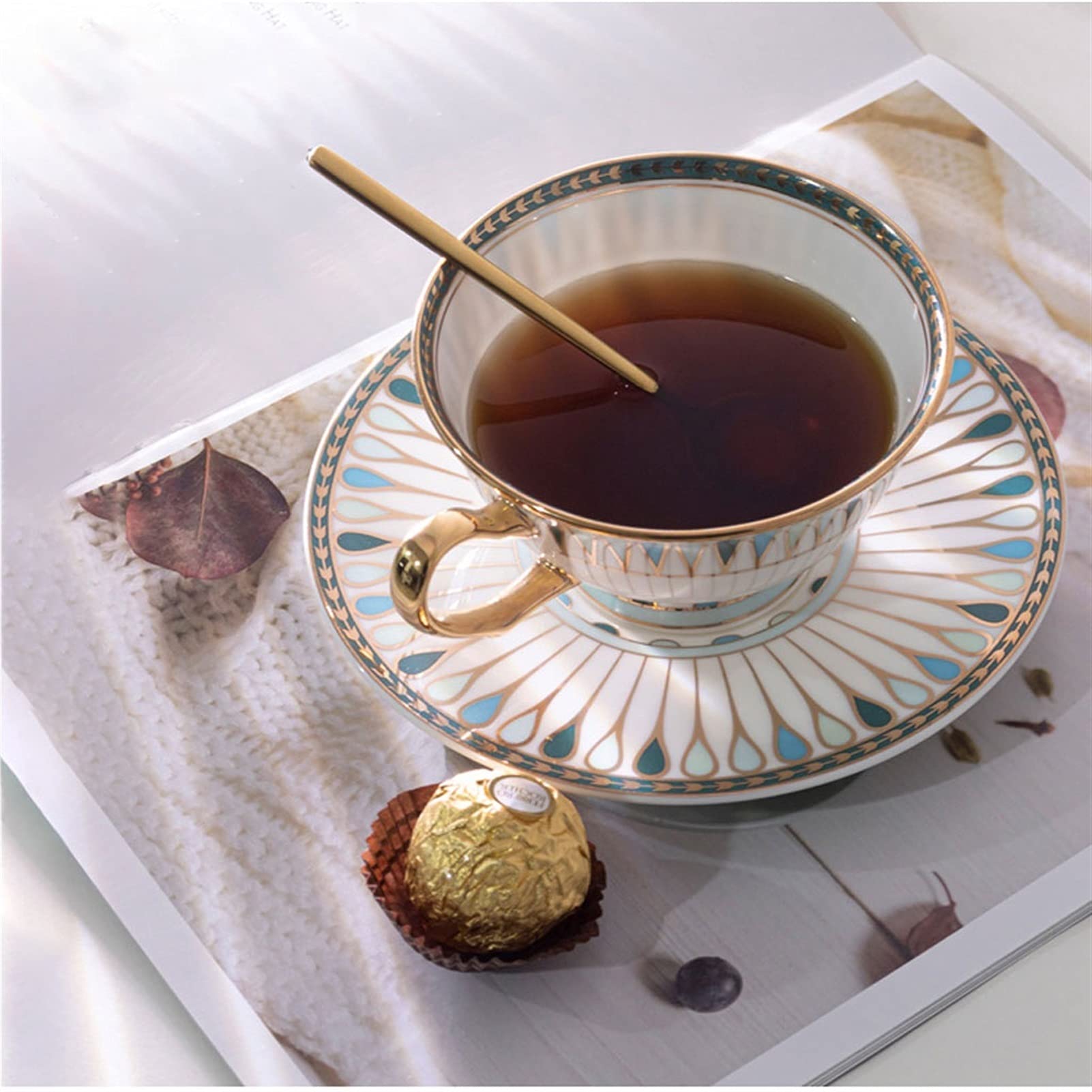Kubek do kawy, filiżanka do herbaty kubek do kawy, filiżanki do espresso w stylu chińskim filiżanki do kawy i spodki porcelanowe filiżanki do cappuccino (B)