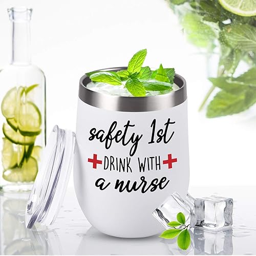 Miniatura 3 de Ideas de enfermeras para mujeres, vaso de vino de seguridad para la primera bebida con una enfermera, idea para mujeres, frineds, novia, enfermera,