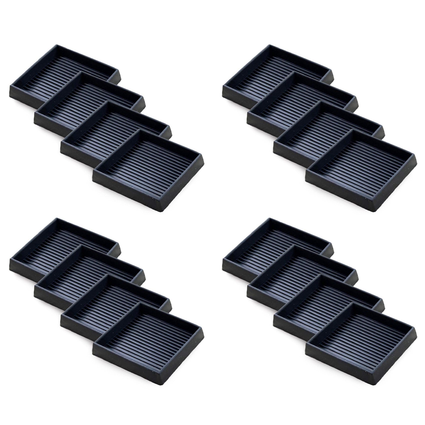 Hndhbfgrt 16Pcs Anti-Slip Furniture Pads- 2x2In Square Rubber Anti Skid Caster Cups, Leg Coasters-Couch, Chair, Bed Stoppers