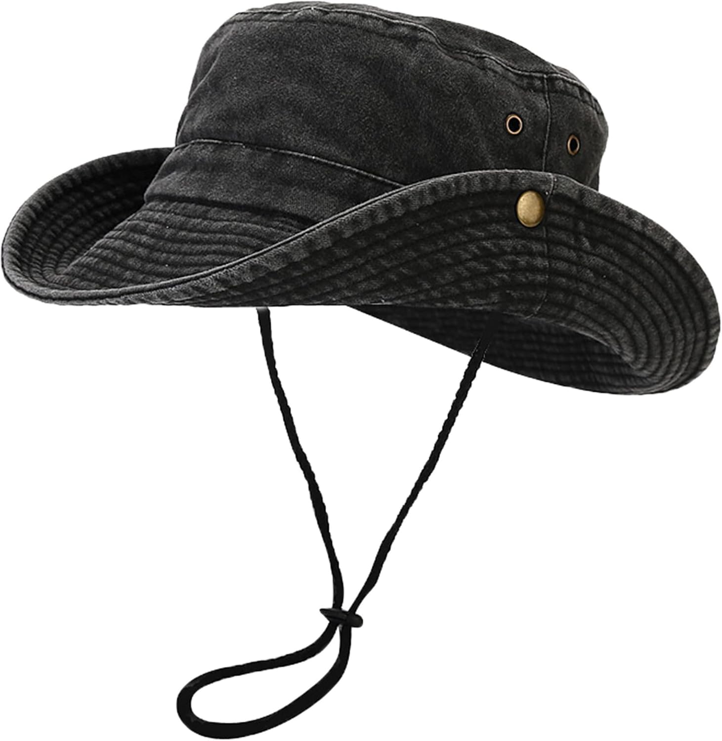 Unisex Cotton Boonie Hat Summer Outdoor Packable Fishing Bucket Hat Beach Sun Hat with String for Women Men - Image 2