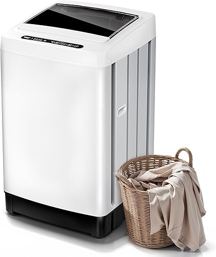 Lavadora portátil de 1.5 pies cúbicos, lavadora de capacidad completamente automática con 8 programas, 10 niveles de agua y bomba de drenaje,