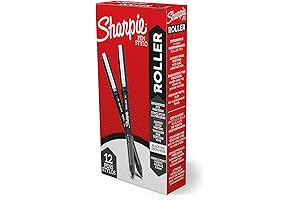 Sharpie Rollerball Pen, 12-Pack of Needle Point (0.5mm) Precision Pens with Black Ink