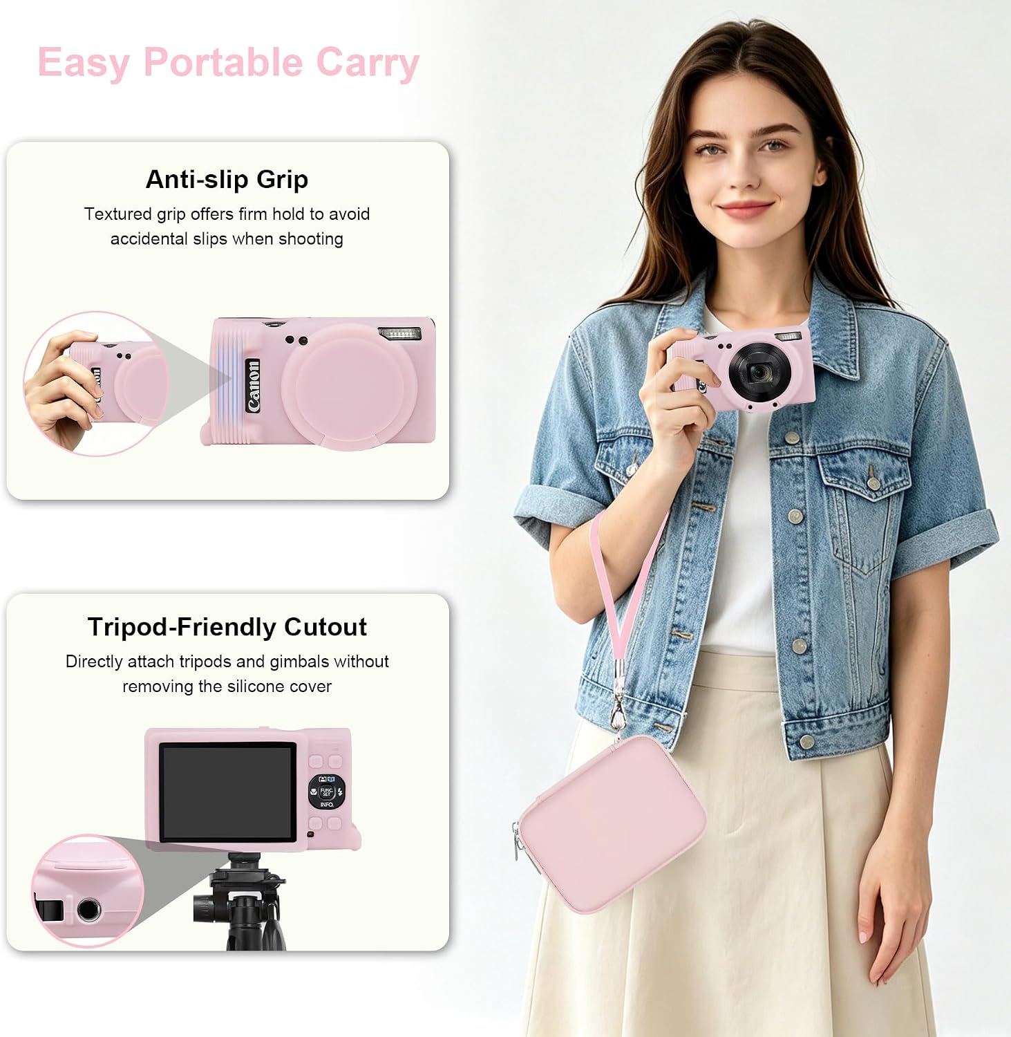 RAIALL Case for Canon ELPH 360/IXY 650/IXUS 285 HS Camera, Pink+Jelly Pink image 2