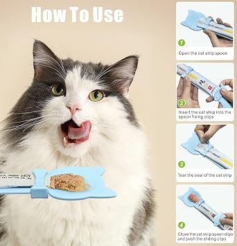 Idepet 4 Pcs Cat Strip Feeders Spoon,Cute Cats Treat Squeeze Spoons Pet Food Mixing Spoon Multifunctional Lickable Treat Feeding Dispenser for Cat Liquid Snack and Wet Food(Bule&Pink&Purple)