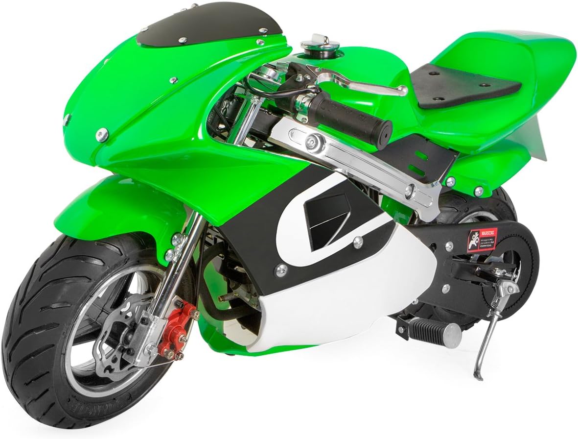 XtremepowerUS Mini Gas Pocket Bike Motorcycle 4-Stroke EPA Engine Motor Pocket Padded Seat 40cc Engine (Green)