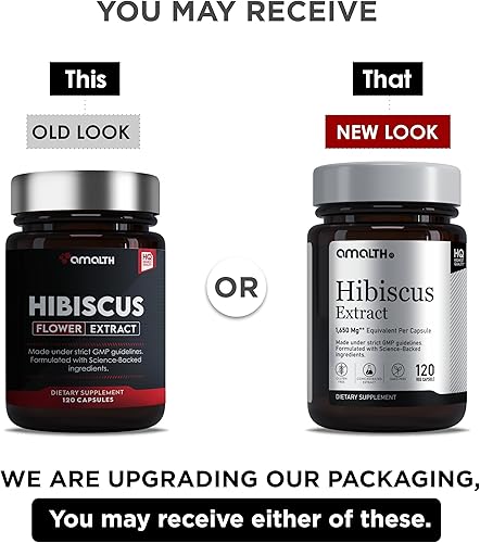 Miniatura 3 de AMALTH Cápsulas de hibisco  1650 mg de fuerza equivalente 151 extracto de hibisco concentrado  Vegano, sin OMG, sin gluten  120 cápsulas vegetales