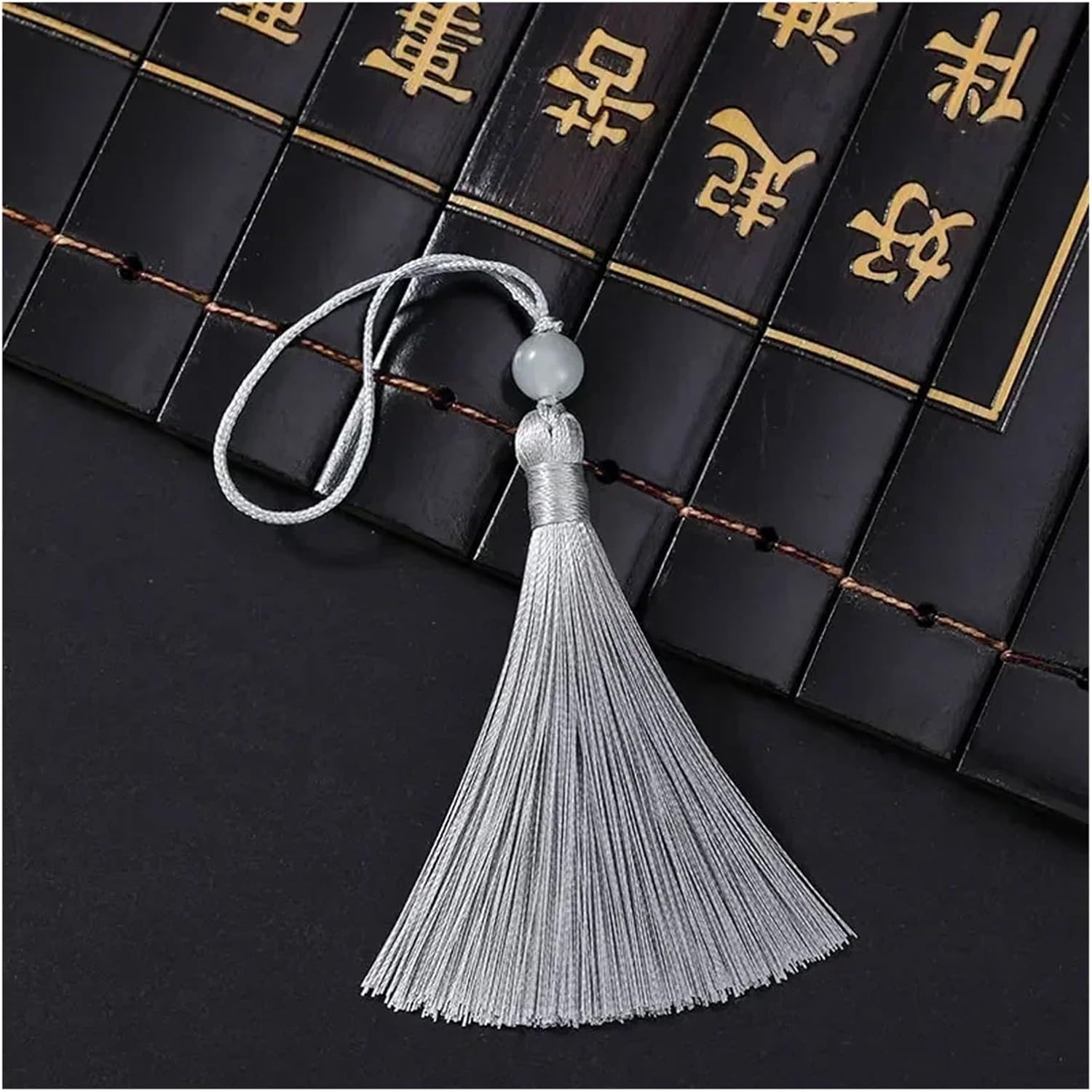 160pcs Polyester Silk Tassels for Bookmark Jewelry Making(Gray)