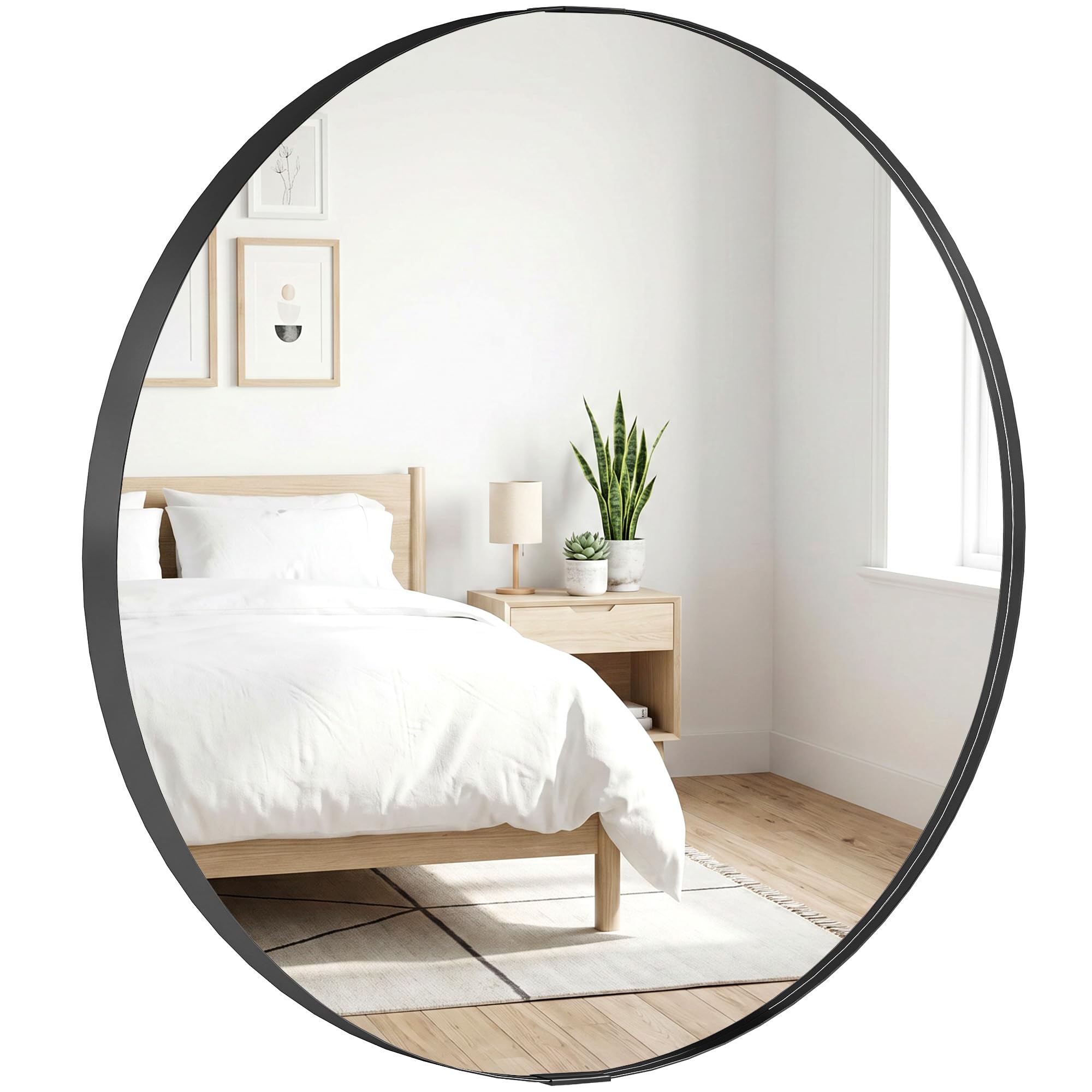HOMCOM Metal Wall Mirror - Black - 61 cm