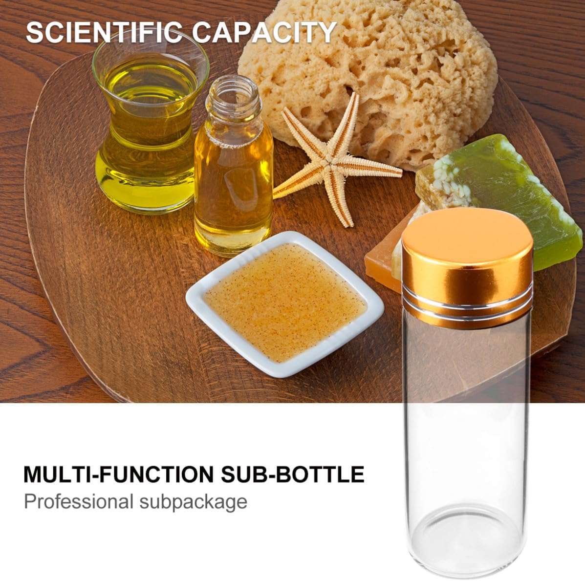 Glass Storage Bottles Sealed Jars with Gold Plating Lid 10pcs Compact and Lightweight, for Outdoor Traveling and Packaging