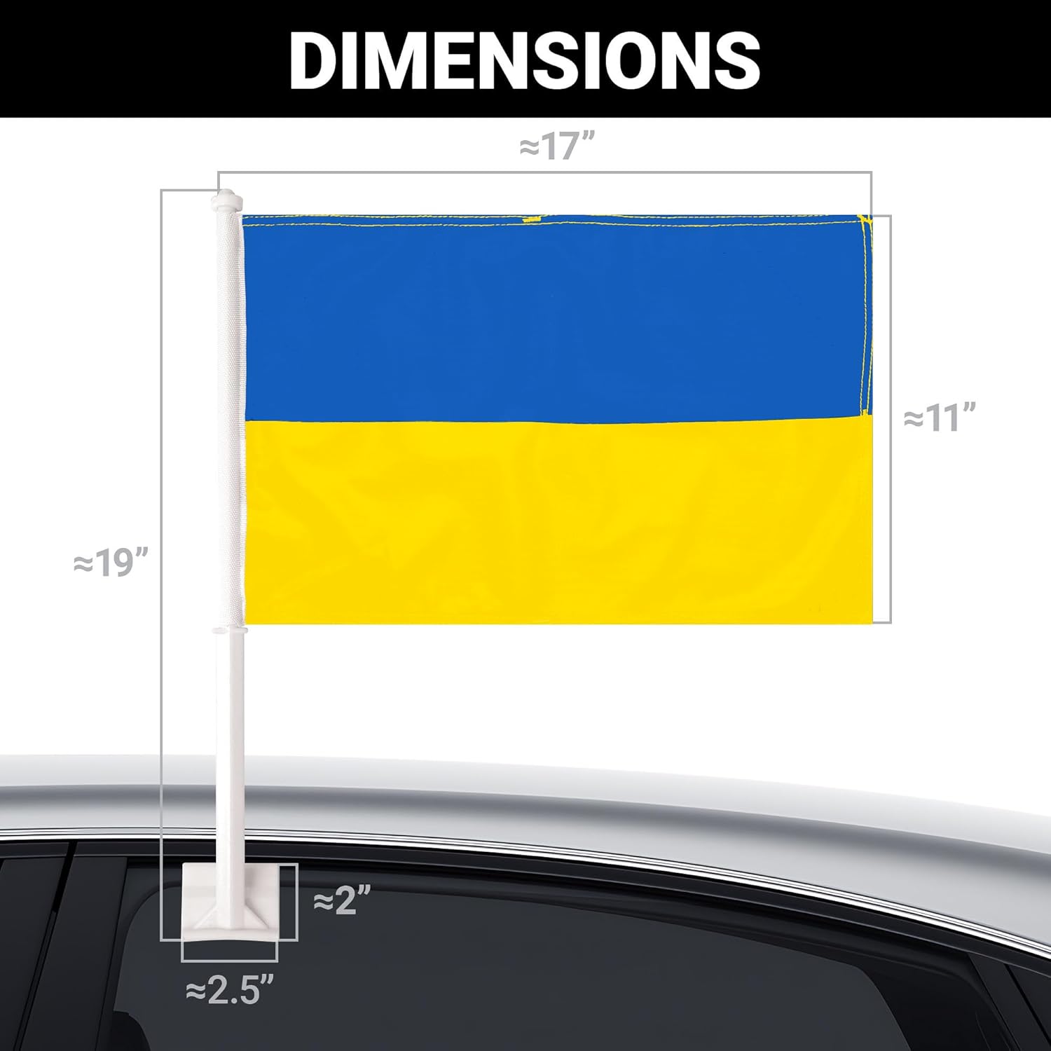G128 2 Pack: Ukraine Ukrainian Car Flag | 11x17 In | Double LiteWeave Pro Series Double Sided Printed 150D Polyester | Flagpole Included | Perfect for Festival Celebrations, Parades