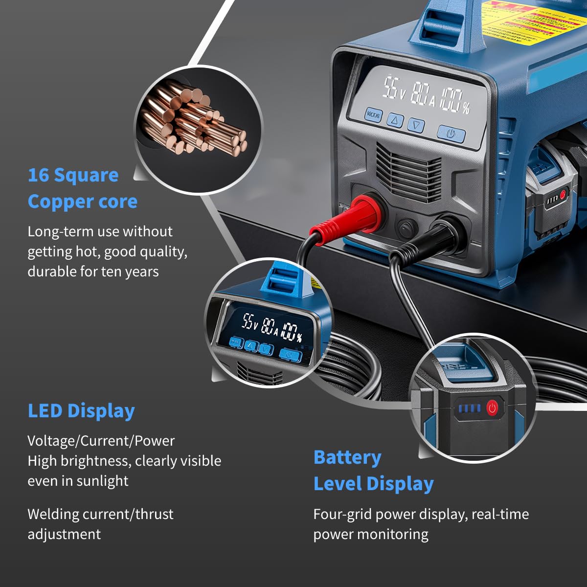 Saldatrice Professionale per Batterie al Litio con Grande capacità da 12000 mAh, Saldatura Efficiente E Sicura, Protezione da Surriscaldamento E Cortocircuito, Leggera E Portatile